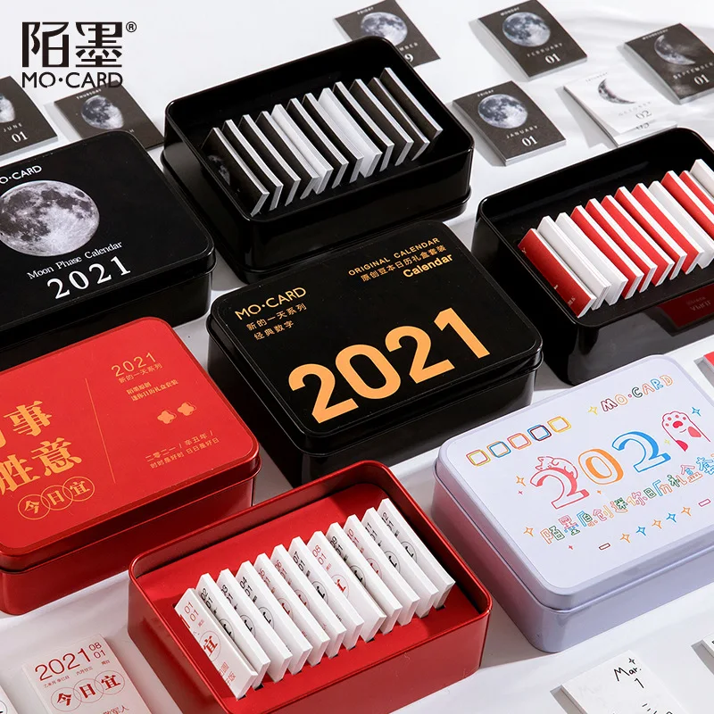 2021 New Day Series Tin Box Calendars Mini Desk Calendar Sticker Diy Work Office Work Learning Schedule Periodic Planner|Calendar| - Aliexpress