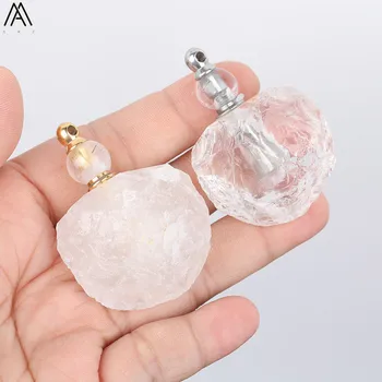 

Natural White Quartz Essential Oil Diffuser Perfume Bottle Pendant Necklace Women Quartz Crystal Perfume Accessory DSS-213AMCB