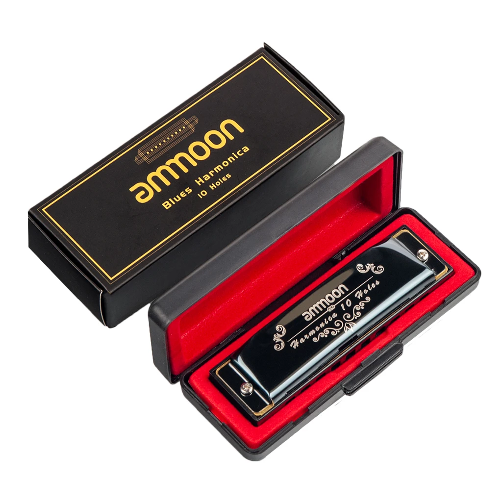10 Holes 20 Tones Blues Harmonica Beginners Mouth Organ Key of C with Storage Case for Students Children