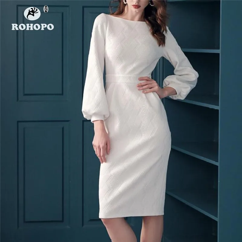ROHOPO Slash Neck Lantern Long Sleeve 