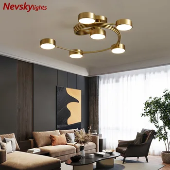 

Brass ring chandelier ceiling bedroom copper hanging lamps dining led light fixture nordic led chandeliers lighting living room