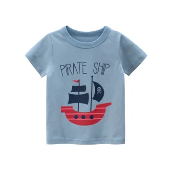 

Children T-shirt Summer Top Boy Clothes Boys Cotton t shirt Kids Cartoon Pirate Ship Print tee shirt for Boys Short Sleeve 2-8Y