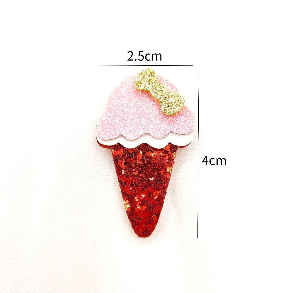 20pcs/lot Shiny Ice Cream Padded Felt Applique for Children Headwear Hair clip Accessorie and DIY Crafts Garment Accessoires