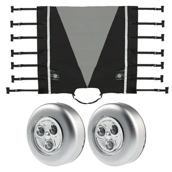 

Waterproof Universal Caravan Front Towing Cover Hitch Cover Protector Hitch Coupling Lock Cover with 2x LED Guard Light for RV