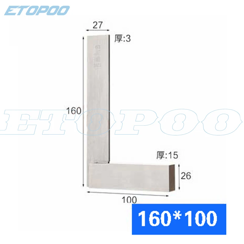 160X100mm Горячая 90 градусов прямоугольный инженерный набор прецизионная заземленная сталь закаленный угол Измерительная Линейка Инструмент - Цвет: 160X100mm