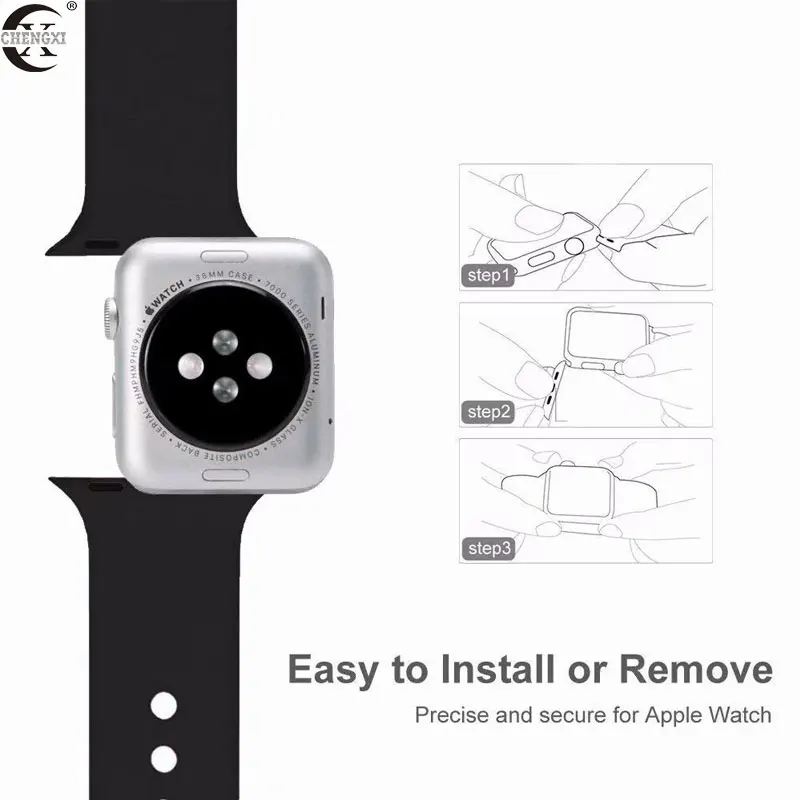 Ремешок для Apple Watch series 5 4 3 2 1 силиконовый ремешок для iWatch цветной мягкий сменный AW адаптер 38 40 42 44 мм аксессуары