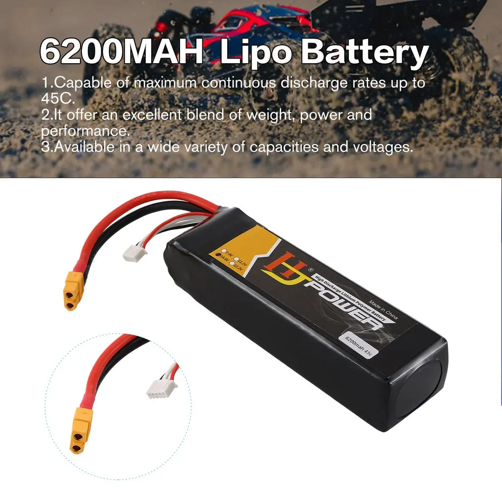 

6200MAH 14.8V 45C 4S XT60 Plug RC Car Lipo-Battery Rechargerable Battery for 1/8 Big X Big F Rock Climbing Car Truck