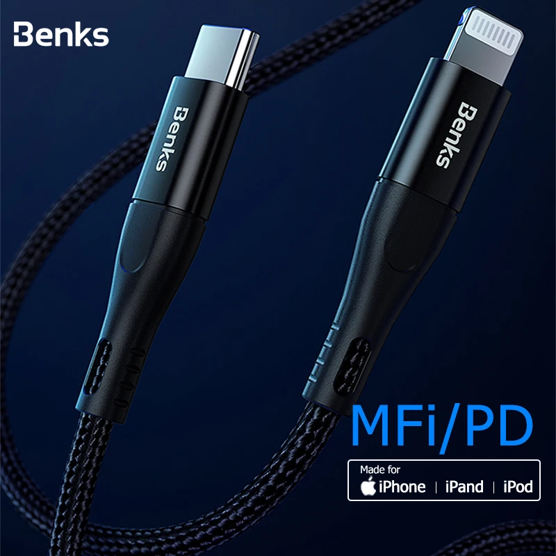 Кабель Benks MFi для Apple iPhone XS 11 Pro MAX X XR 8Plus PD быстрая зарядка USB Type C кабель Lightning iPad