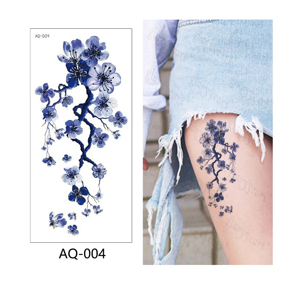Glaryyears 1 лист цветочный узор временная татуировка наклейка красочная поддельная Вспышка водонепроницаемый Модный маленький боди-арт мужской женский AQ - Цвет: AQ-004
