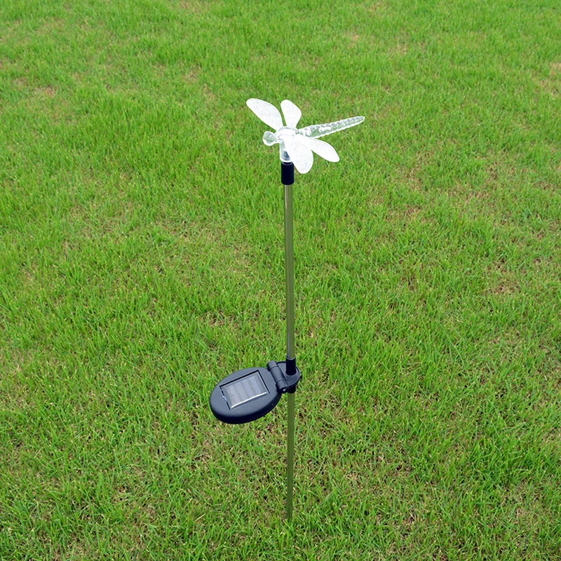 RGB уличный светодиодный светильник для газона, садовый светильник, водонепроницаемый светильник для украшения сада, Бабочка, птица, стрекоза, креативный арт, Солнечная лампа, Новинка - Испускаемый цвет: dragonfly