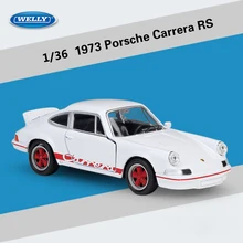 WELLY литой 1:36 классический автомобиль 1973 Porsche Carrera RS, модель автомобиля, спортивный автомобиль из металлического сплава, игрушечный автомобиль для детской коллекции