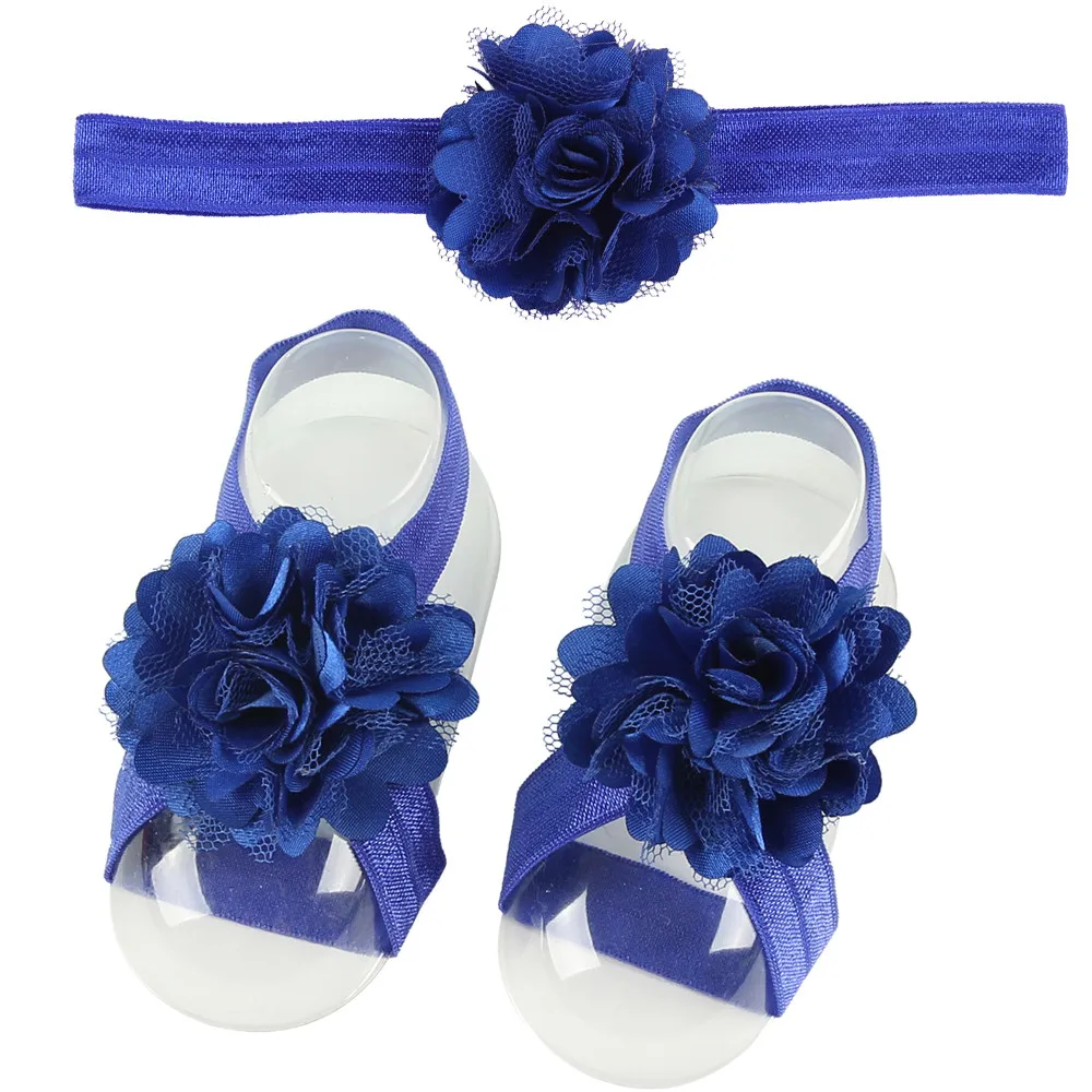 1pair Infant Pearl Chiffon Barefoot Toddler Foot Flower Beach Sandals Haarband baby headband Accessories Opaski Dla Niemowlaka | Детская
