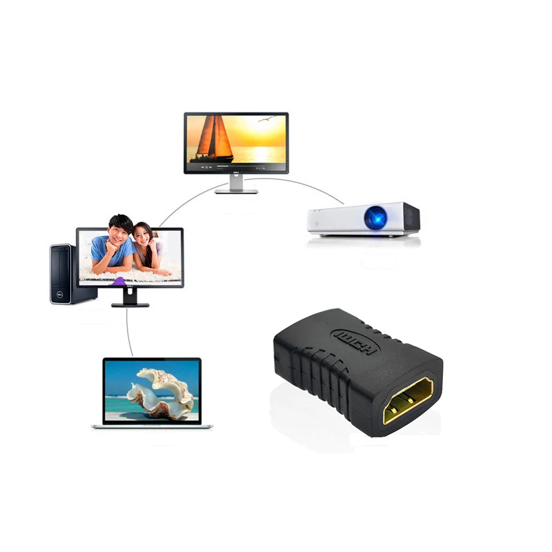 3/5Pcs High Quality Black HDMI Female to Female Extender HDMI2.0 Cable Cord Extension Adapter 1080P For Computer Projector HDTV