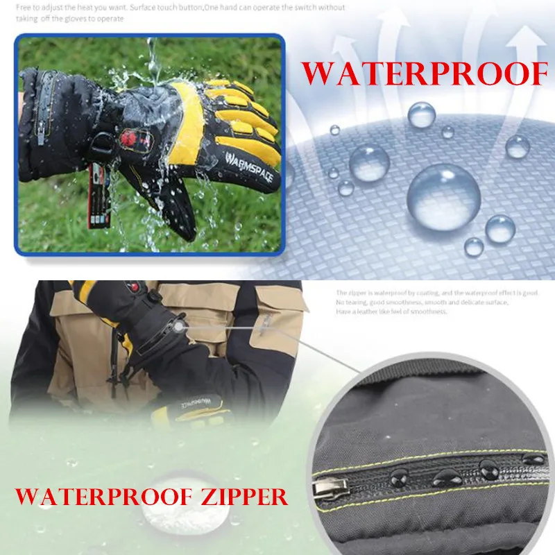 4000MAH Smart Electric Heating Gloves Waterproof Li-Battery Double-side Self Heated Ski Gloves