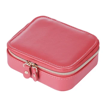

Double Zipper Carrying Rings Portable Organiser Bag Watch For Earrings Jewelry Case Holder PU Leather Multifunctional Storage