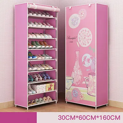 Многослойная Нетканая стойка для обуви пылезащитный шкаф для обуви утолщенный увеличивающий комбинированный шкаф для хранения обуви на молнии - Цвет: 10 layer pink