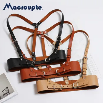 

Fashion Women Punk Harajuku O-Ring Garters Faux Leather Body Bondage Cage Sculpting Harness Waisband Straps Suspenders