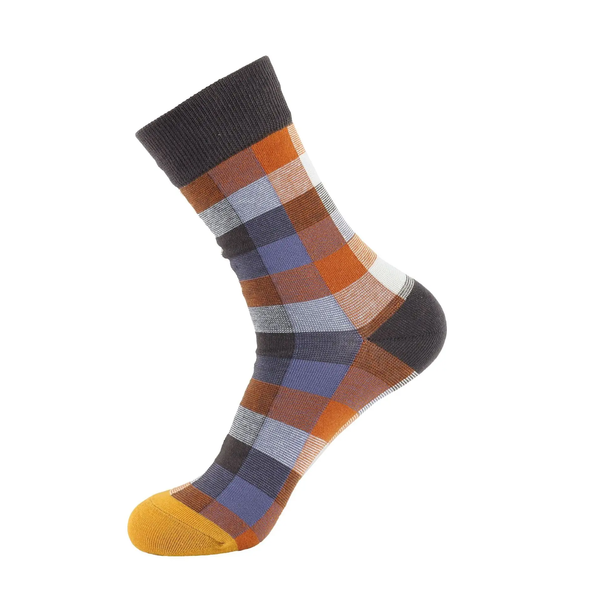Women's socks combed cotton checkered pattern fashion tube happy men and women socks novelty skateboard crew casual crazy socks - Цвет: 1