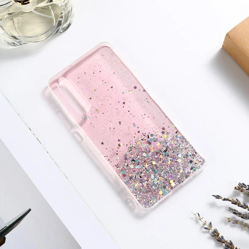 Мягкий силиконовый чехол сверкающий с блестками для huawei Y9 Prime Y5 Y6 Y7 Y9 Honor 20s 10 Lite 7A 7C Pro 7S P Smart Z чехол s чехлы - Цвет: Pink 003