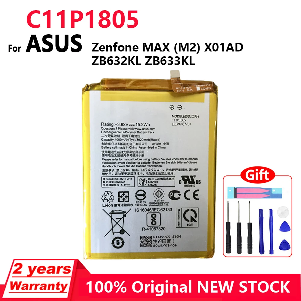 

100% Genuine Phone Battery for ASUS ZenFone Max M2 ZB633KL C11P1805 High Quality Replacement Mobile Bateria Batteries+Free Tools
