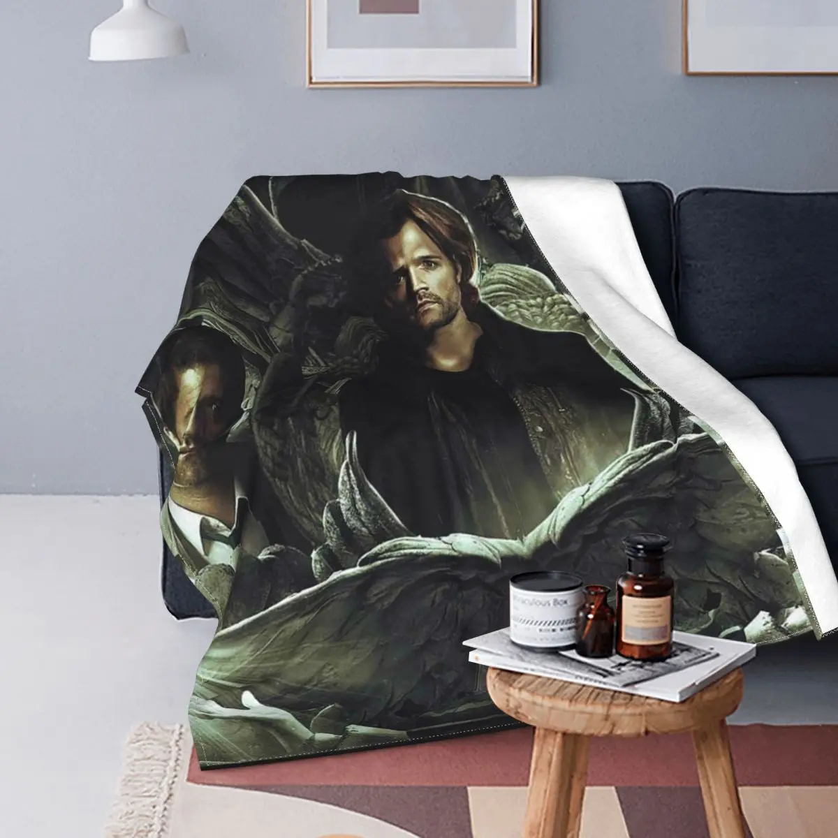 Сверхъестественное вязаное одеяло с изображением фильма Sam Dean Крылья Ангела