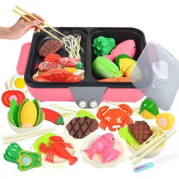 

Pretend Kitchen Play Hot Pot Set Cooker Chopsticks Bowl Tool Development Toy