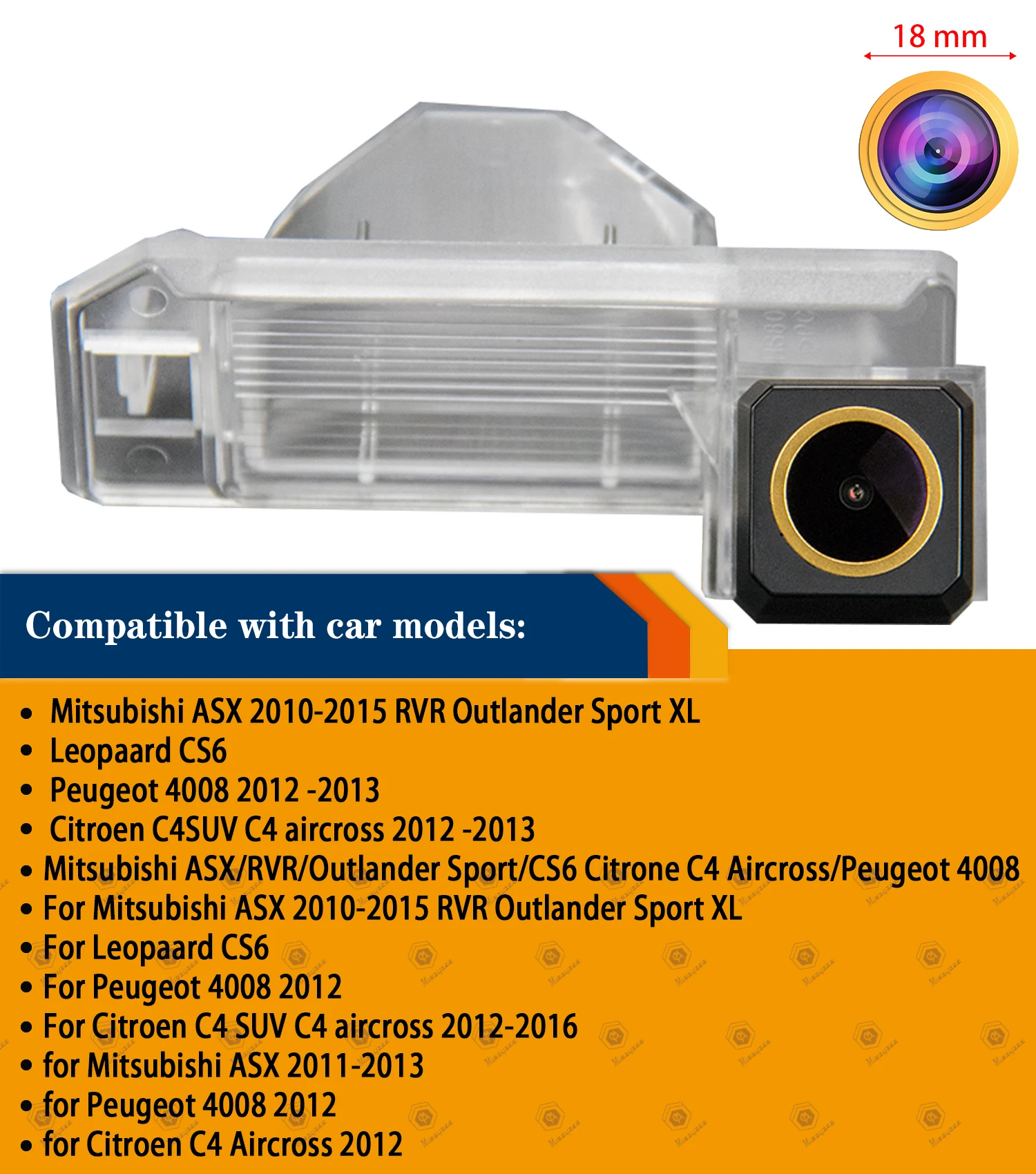 HD 1280x720p Golden Camera Reversing Backup Camera for Mitsubishi ASX