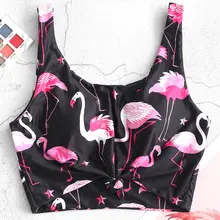 ZAFUL Фламинго звезда совок шеи завязанный плавательный топ XXL Плюс Размер Женская одежда для плавания