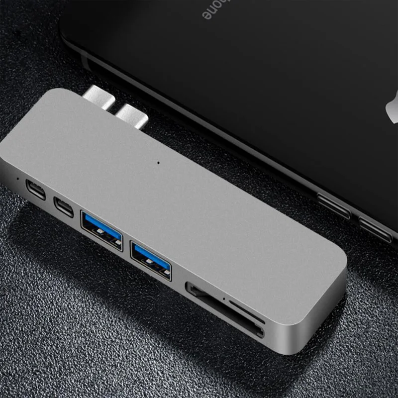 Алюминий 7 в 1 тип-c концентратор USB 3,1 тип-c к HDMI+ концентратор+ PD+ SD TF кардридер многопортовый адаптер конвертер для передачи данных