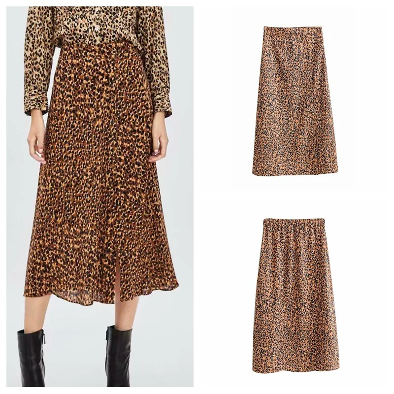 

2018 Autumn New Style Western Style TRF WOMEN'S Dress Animal Pattern Printed Skirt Skirt