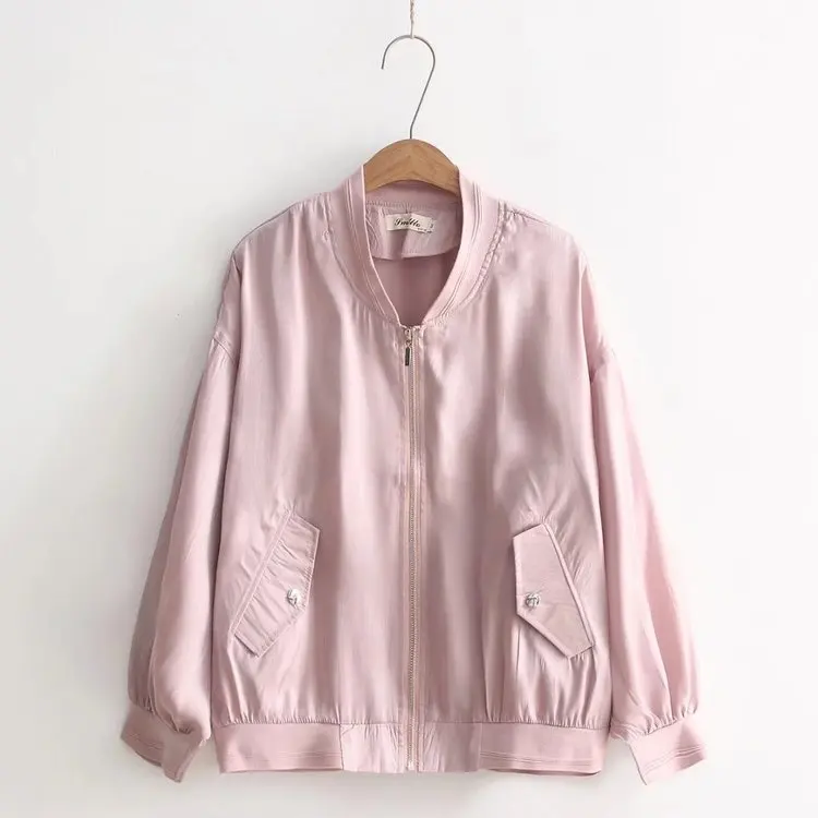 

S20667 Spring And Summer New Style Korean-style Loose-Fit Pilots Pink Jacket BF Baseball Uniform Coat Sun-resistant Student