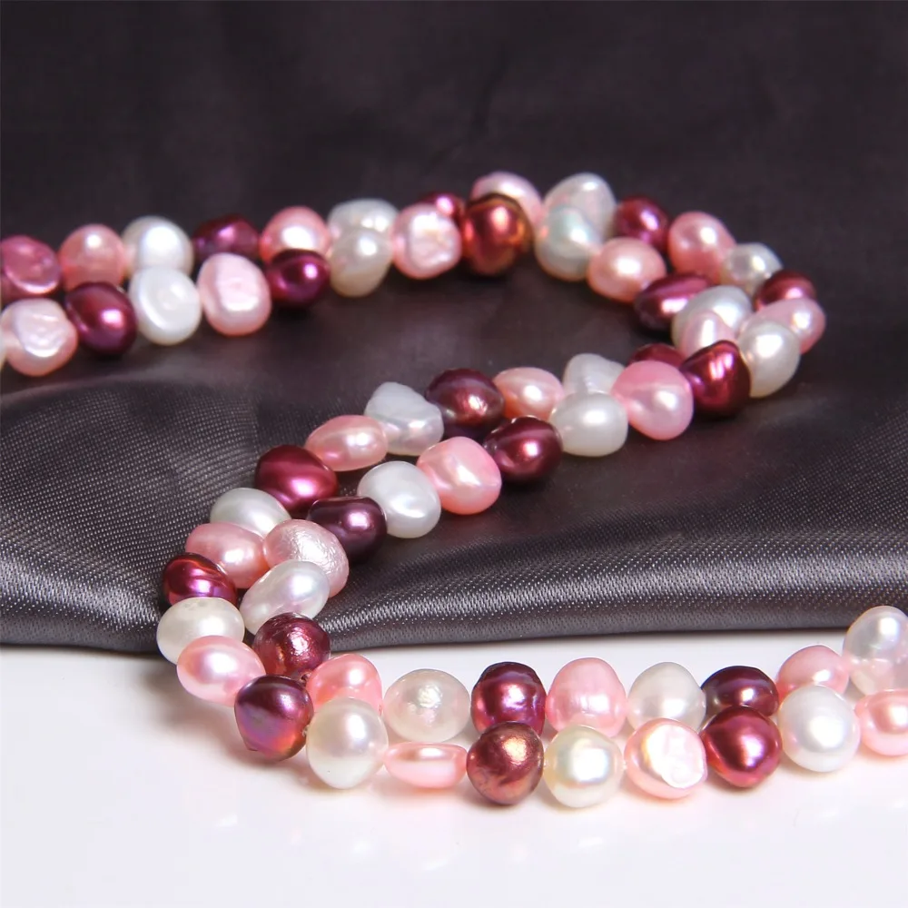 6mm Flat Baroque Cultured Freshwater Pearl Gemstone Beads 14" NP535 Red 5mm 