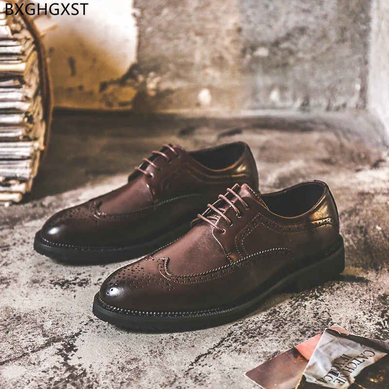 

Броги мужские кожаные туфли, Элегантная классическая обувь, мужские Модные Роскошные брендовые Костюмные туфли для мужчин, офисная обувь 2024 года, мужская обувь