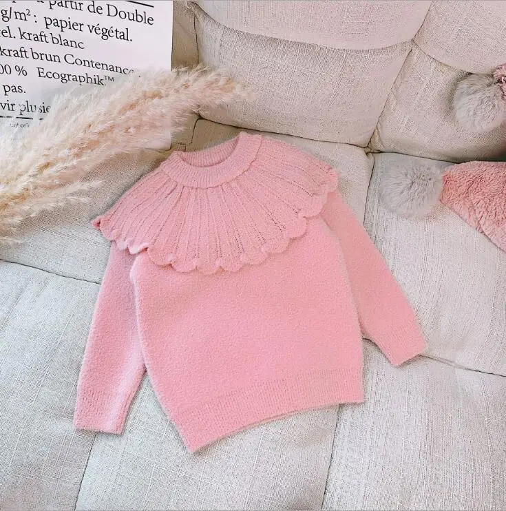 Г., Новое поступление, вязаные свитера для девочек модный пуловер с длинными рукавами и оборками на осень-зиму для девочек от 1 до 6 лет