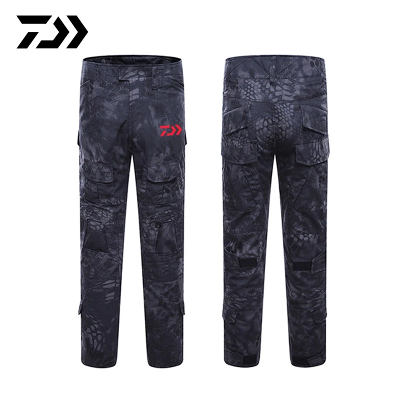 2 Pants Daiwa рыбацкие штаны для отдыха на природе, походные ветрозащитные мужские брюки, дышащие быстросохнущие камуфляжные рыболовные штаны с принтом питона, комплект - Цвет: 2 Pants