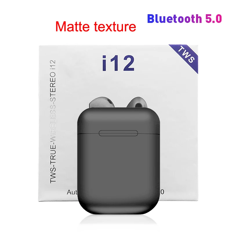 I12 TWS беспроводные Bluetooth наушники V5.0 сенсорное управление мини наушники супер бас гарнитура наушники спортивные портативные - Цвет: Matte GRAY