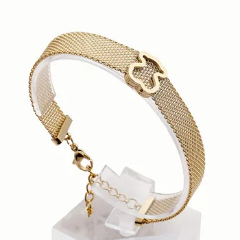 

Mash Bear Bracelet Jewelry for Women Girls Stainless Steel Bear New Design Gifts Accessories Leather Braided Bracelet