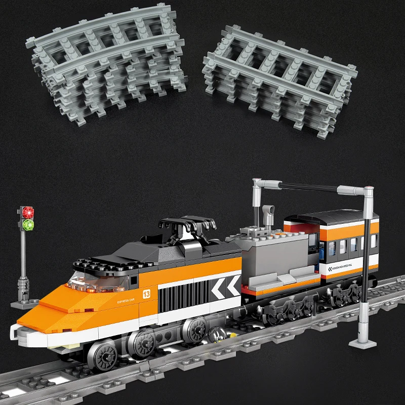 2020 городской поезд колеса треки рельсы наборы блоки модели строительные