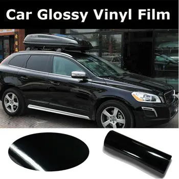 

SUNICE PVC Sheet Waterproof Vinyl High Glossy Black Vinyl Car Wrap Sheet Wrap Accessory with Bubble Free Car Sticker 152x400cm
