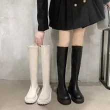 2022 Luxury Chelsea Chunky Platform Shoes Zipper Round Toe   Winter Long Brand Women Boots Knee High