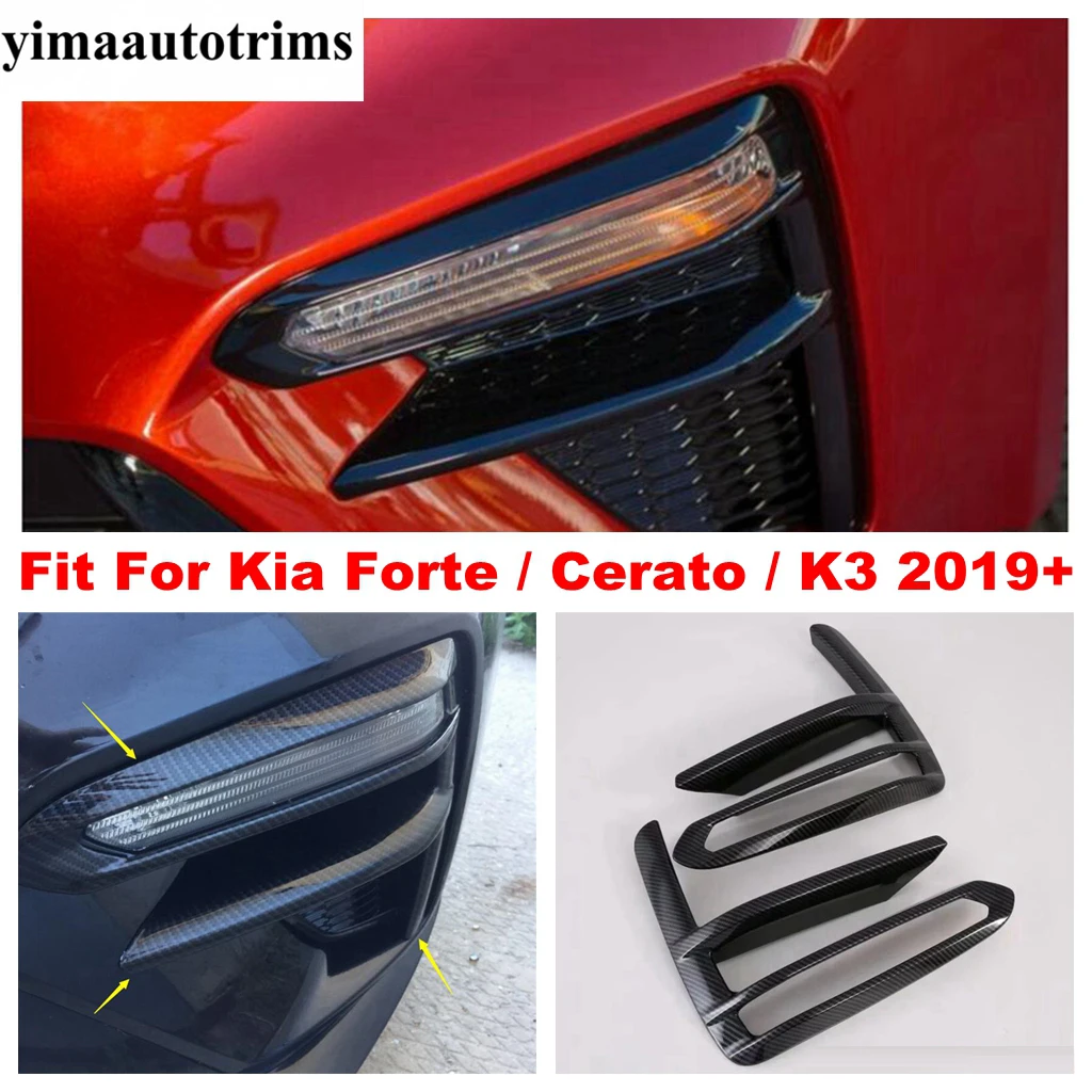 

Front Fog Lights Foglight Lamps Cover Trim Fit For Kia Forte / Cerato / K3 2019 2020 2021 Accessories / Carbon Fiber Look ABS