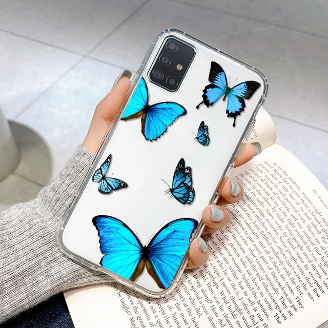 Butterfly Case for Samsung A51 Coque Samsung A32 A52 A72 A12 A31 A71 A50 A70 S20 FE S21 Ultra S30 Plus Silicone ShockProof Cover UA41