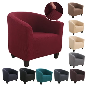 

Solid Color Stretch Slipcovers Elastic Living Room Coffee Tub Sofa Armchair Seat Cover Protector Washable Furniture Slipcover