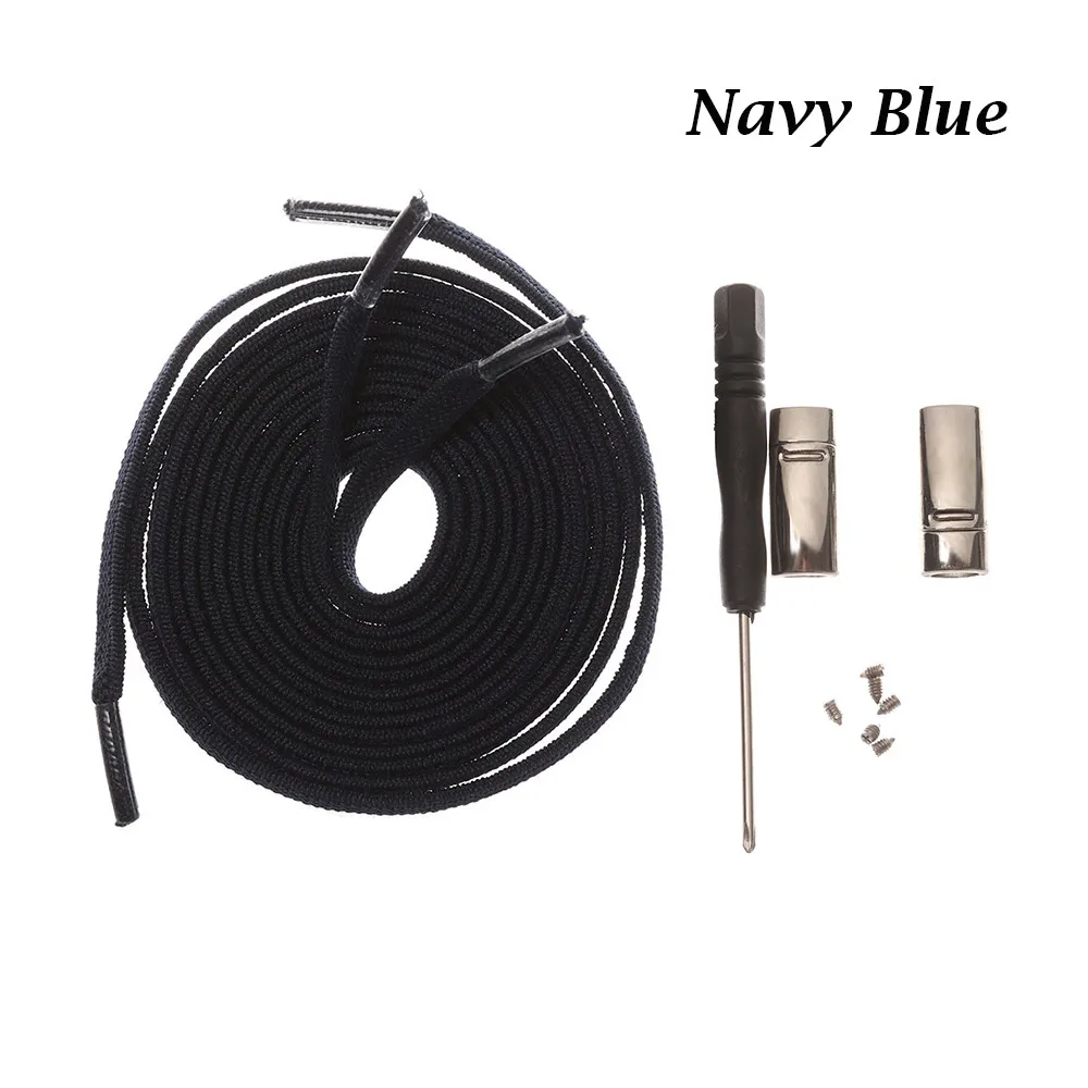 navy blue Магнитные шнурки, эластичные фиксирующие шнурки, без завязок, шнурки для детей, взрослых, унисекс, кроссовки, металлические шнурки с быстрым замком - Цвет: navy blue
