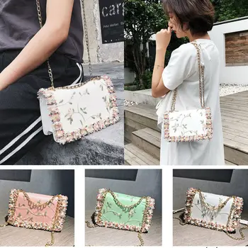 

Women PU Leather Floral Sweet Lady Shoulder Purse Messenger Crossbody Classic Quilted Chain Bag