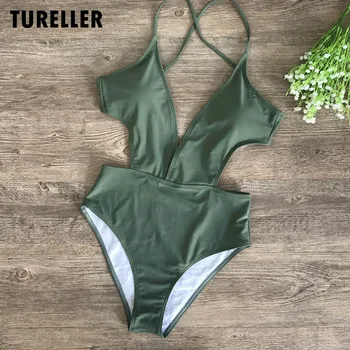 

Women Swimwear Solid One-Piece Suits Sexy High Cut One Piece Swimsuit Backless Swim Suit Thong Bathing Suit Female Monokini