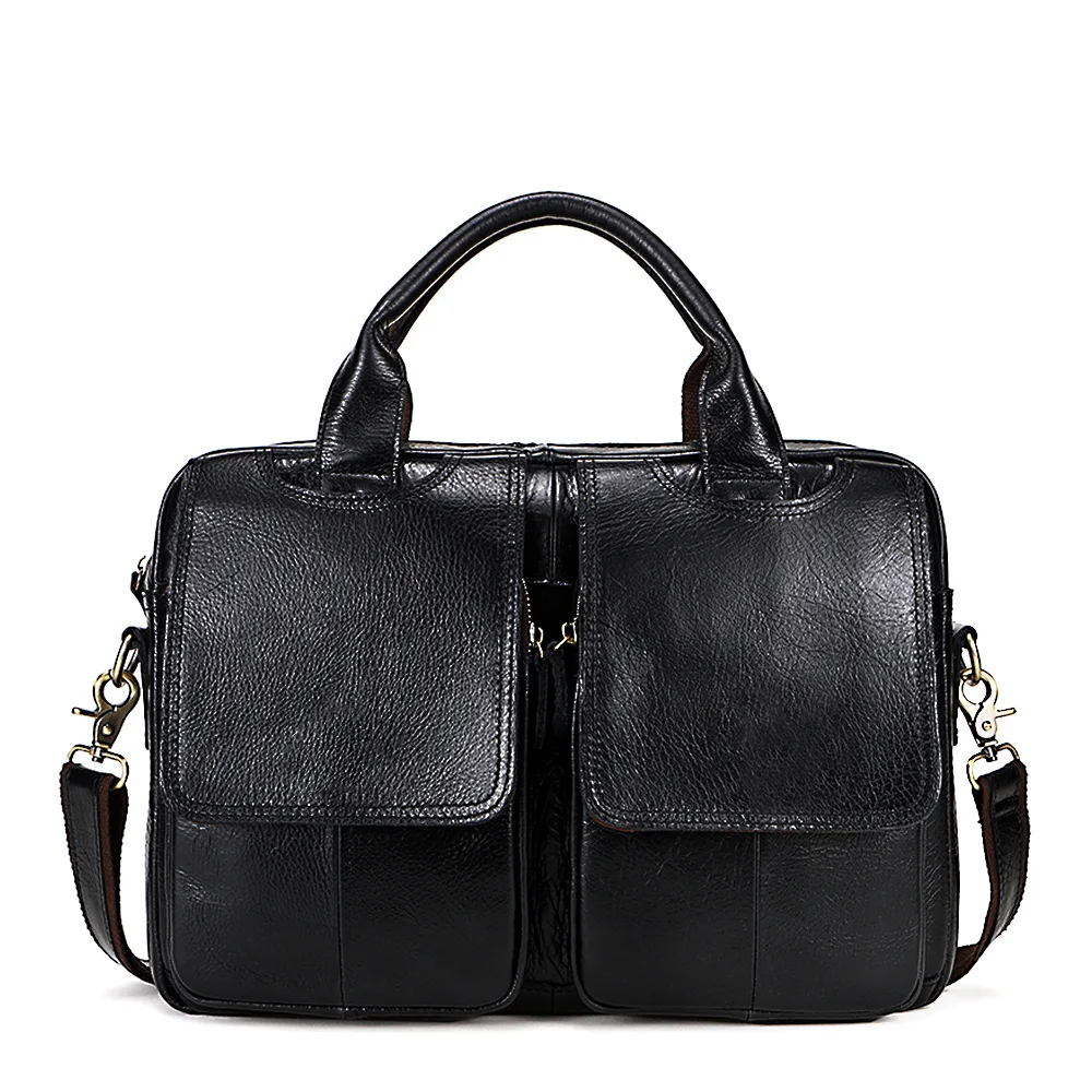 Cow Genuine Leather Men Briefcase Bag Business Handbag Male Laptop Shoulder Tote Computer Natural Skin 14 Inch | Багаж и сумки