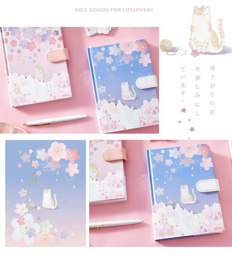 1 шт. Kawaii блокнот планировщик Sakura Cat магнитный блокнот планировщик книга для девочек дневник с рисунком внутренняя страница студенческий стационарный
