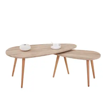 

GOLDFAN Triangle Solid Wood Coffee Table Set Morden Sofa Coffee Side Table for Living Room Office Furniture