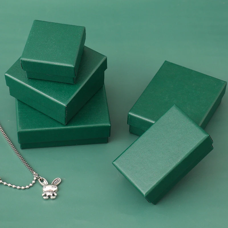 Packaging Box Holder Jewelry Display Gifts Container Green Paper Christmas Ring Brooch Necklace Package for Gifts Boxes